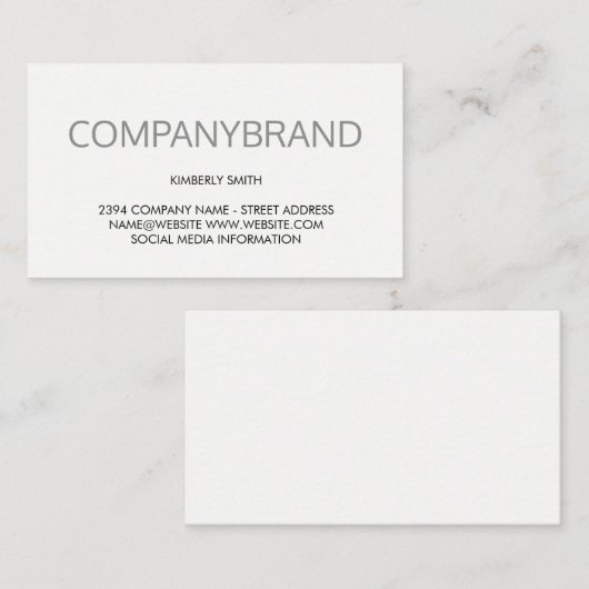 Groot lettertype (grijs) visitekaartje (Voorkant / Achterkant)