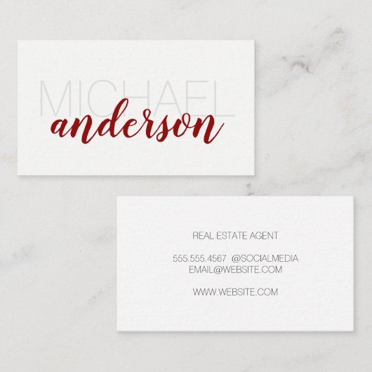 Groot lettertype | Red Script Professional Visitekaartje (Voorkant / Achterkant)