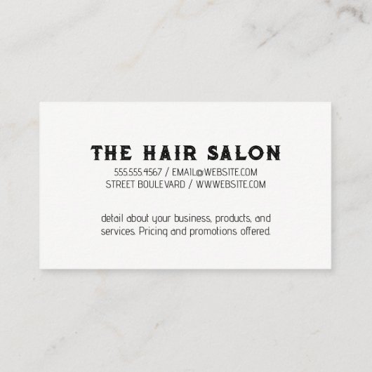 Groot lettertype | Schaar en kam Visitekaartje (Achterkant)