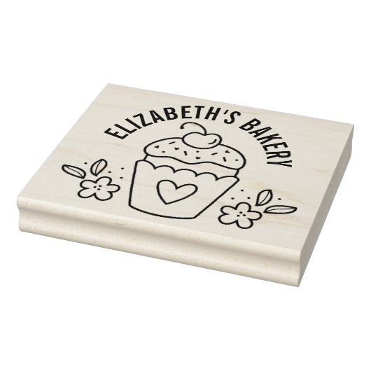 Groot leuk zelfgemaakt bakkerij logo cupcake rubberstempel (Stempel)