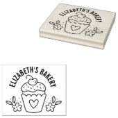 Groot leuk zelfgemaakt bakkerij logo cupcake rubberstempel (Gestempeld)