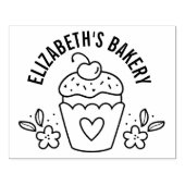 Groot leuk zelfgemaakt bakkerij logo cupcake rubberstempel (Afrduk)