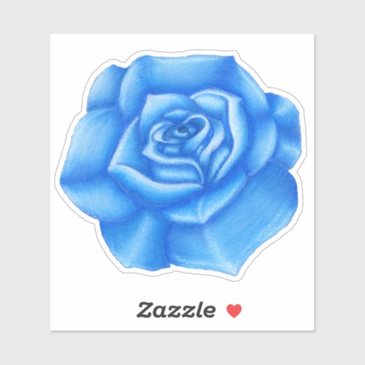 Groot Levendig Blauw Roos wit Hoogtepunten Sticker (Vel)