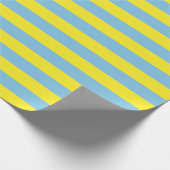 Groot lichtblauw en gele stripes omslagpapier cadeaupapier (Hoek)