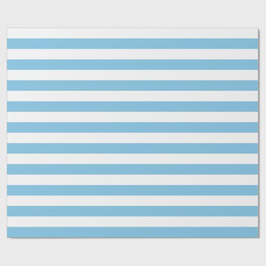 Groot lichtblauw en wit strookpapier cadeaupapier (Vlak)