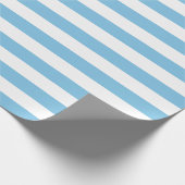 Groot lichtblauw en wit strookpapier cadeaupapier (Hoek)