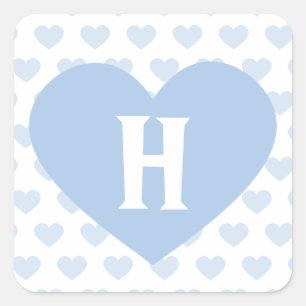 Groot lichtblauw hart - Monogram Vierkante Sticker