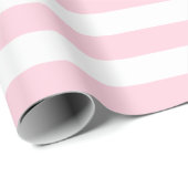 Groot lichtroze en wit strookpapier cadeaupapier (Rol Hoek)