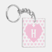 Groot lichtroze hart - Monogram Sleutelhanger (Voorkant Links)