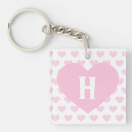 Groot lichtroze hart - Monogram Sleutelhanger