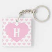 Groot lichtroze hart - Monogram Sleutelhanger (Achterkant)