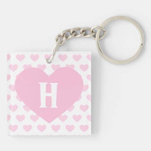 Groot lichtroze hart - Monogram Sleutelhanger (Achterkant)