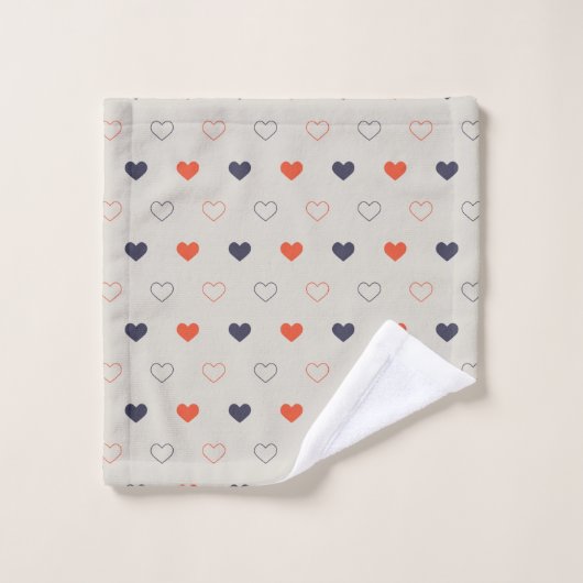 Groot - Lieve harten / oranje crème donker Bad Handdoek (Wasdoekje)