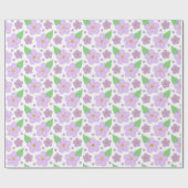 Groot Lila bloemenpatroon inpakpapier (Vlak)
