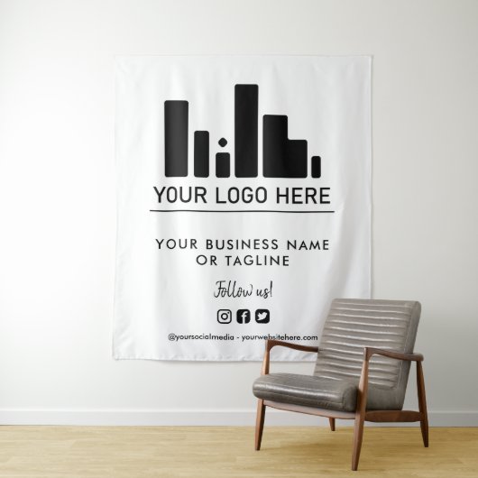 Groot logo en achtergrond voor sociale media wandkleed (In situ)