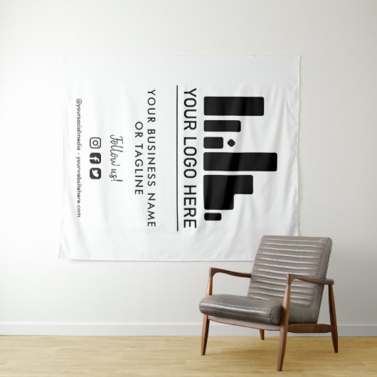 Groot logo en achtergrond voor sociale media wandkleed (In Situ (horizontaal))