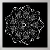 Groot Mandala Poster met zwarte achtergrond (Voorkant)