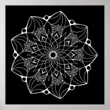 Groot Mandala Poster met zwarte achtergrond