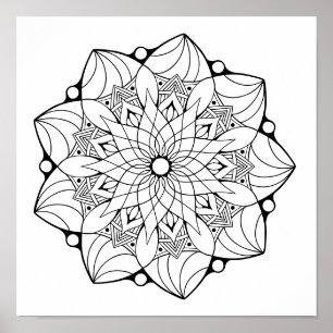 Groot Mandala Poster naar kleur