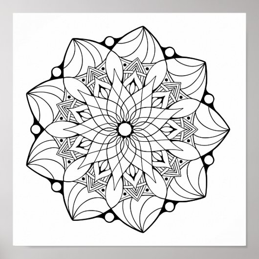 Groot Mandala Poster naar kleur (Voorkant)