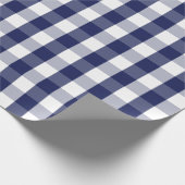 Groot marineblauw en wit gingham-pakpapier cadeaupapier (Hoek)