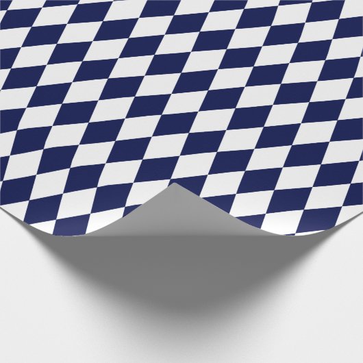 Groot marineblauw en wit Harlequin-omslagpapier Cadeaupapier (Hoek)