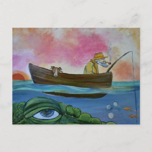 Groot meer monster vissen briefkaart (Voorkant)