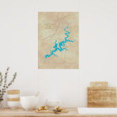 Groot meer OK-kaart tan 19 Poster (Keuken)