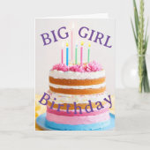 Groot Meisje Verjaardag Kaart (Voorkant)