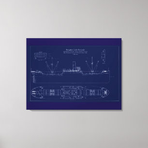 Groot Meren Vrachtschip Lake Fernando Blauwdruk Canvas Afdruk