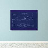 Groot Meren Vrachtschip Lake Fernando Blauwdruk Canvas Afdruk (Insitu (Houten vloer))