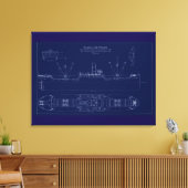 Groot Meren Vrachtschip Lake Fernando Blauwdruk Canvas Afdruk (Insitu (Woonkamer))
