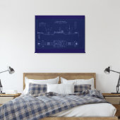 Groot Meren Vrachtschip Lake Fernando Blauwdruk Canvas Afdruk (Insitu (Slaapkamer))