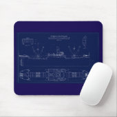 Groot Meren Vrachtschip Lake Fernando Blauwdruk Muismat (Met muis)