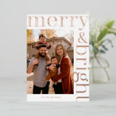 groot merry & bright met modern ontwerp folie feestdagenkaart (Staand Voorkant)