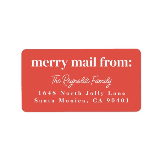 Groot Merry Christmas-adreslabel Etiket (Voorkant)