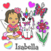 Groot met de hand getekend etnisch feier, unicorn sticker (Voorkant)