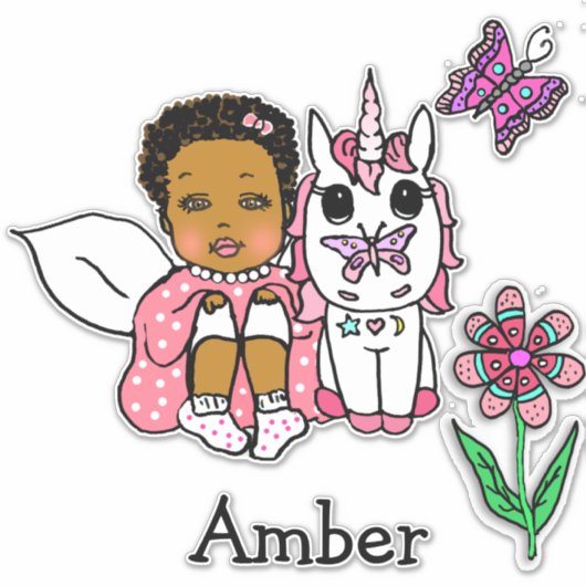 Groot met de hand getekend etnisch feier, unicorn sticker (Voorkant)