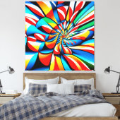 Groot modern kleurrijk patroon canvas afdruk (Insitu (Slaapkamer))