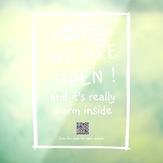 Groot, modern, koffieshopbelbord raamsticker (Vel 3)