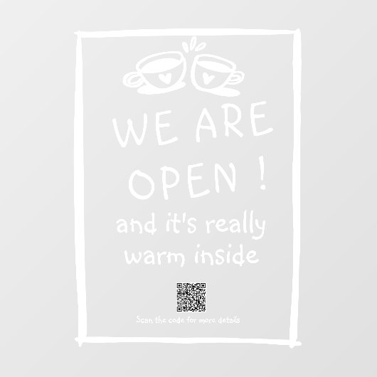 Groot, modern, koffieshopbelbord raamsticker (Vel)