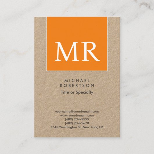 Groot modern monogram Professional Premium Kraft Visitekaartje (Voorkant)