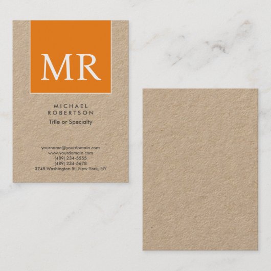 Groot modern monogram Professional Premium Kraft Visitekaartje (Voorkant / Achterkant)