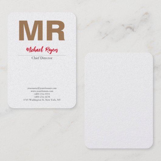 Groot modern monogram Professional Premium Pearl Visitekaartje (Voorkant / Achterkant)