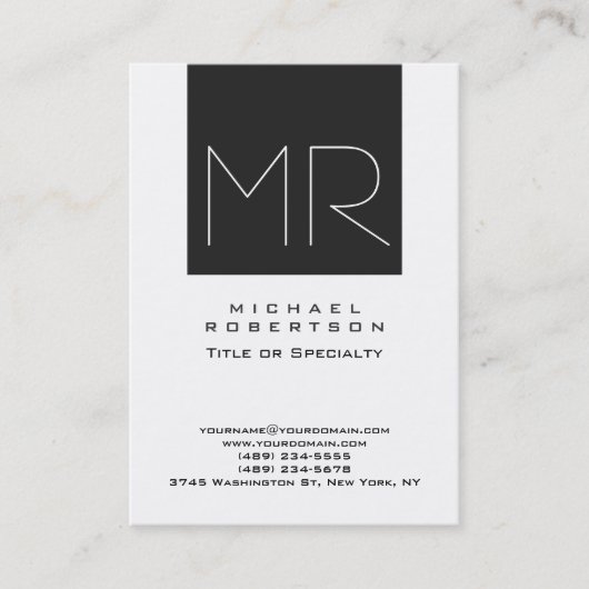 Groot modern monogram professioneel Visitekaartje (Voorkant)