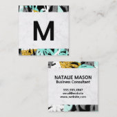 Groot modern Monogram | Tropische palmboom Vierkante Visitekaartje (Voorkant / Achterkant)
