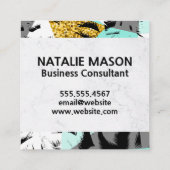 Groot modern Monogram | Tropische palmboom Vierkante Visitekaartje (Achterkant)