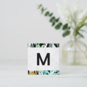 Groot modern Monogram | Tropische palmboom Vierkante Visitekaartje (Staand voorkant)