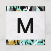 Groot modern Monogram | Tropische palmboom Vierkante Visitekaartje (Voorkant)