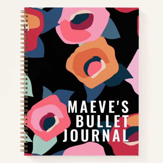 Groot modern roze zwart blokblad notitieboek (Voorkant)